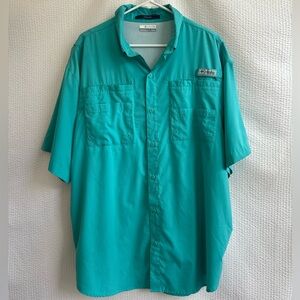 Columbia Tamiami Men's Blue Short Sleeve Active Button Down Shirt Size: XL